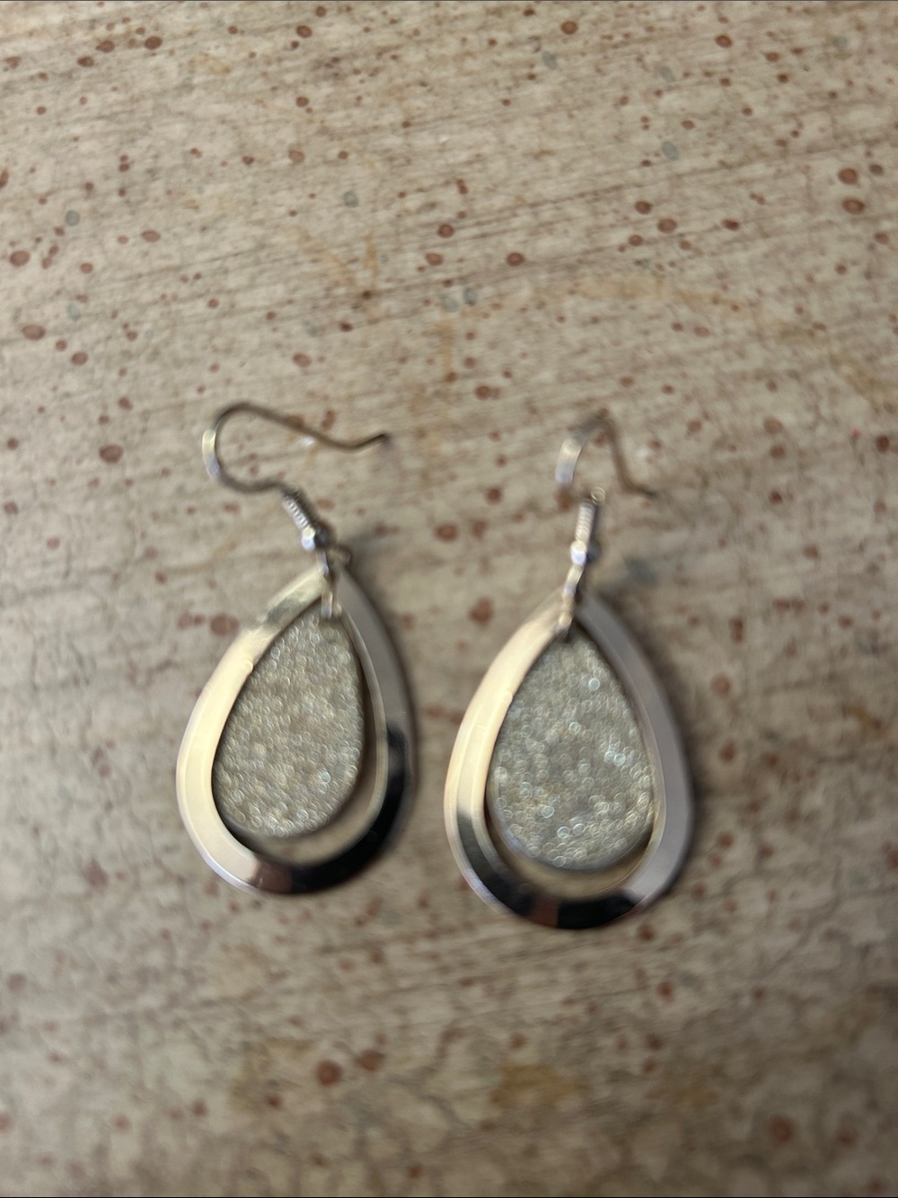 Silver Teardrop Druzy Dangle Earrings - Women Jewelry